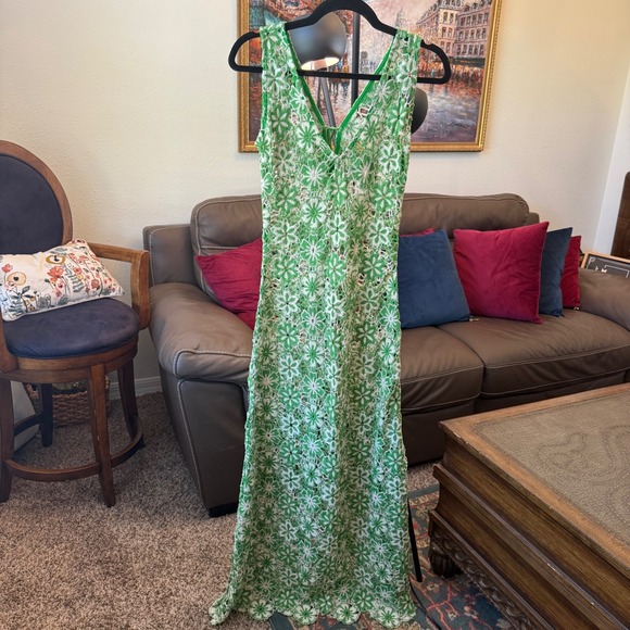 Stella Pardo Dresses & Skirts - $885 Stella Pardo Paris Organic Cotton Floral Crochet Maxi Dress Green White S
